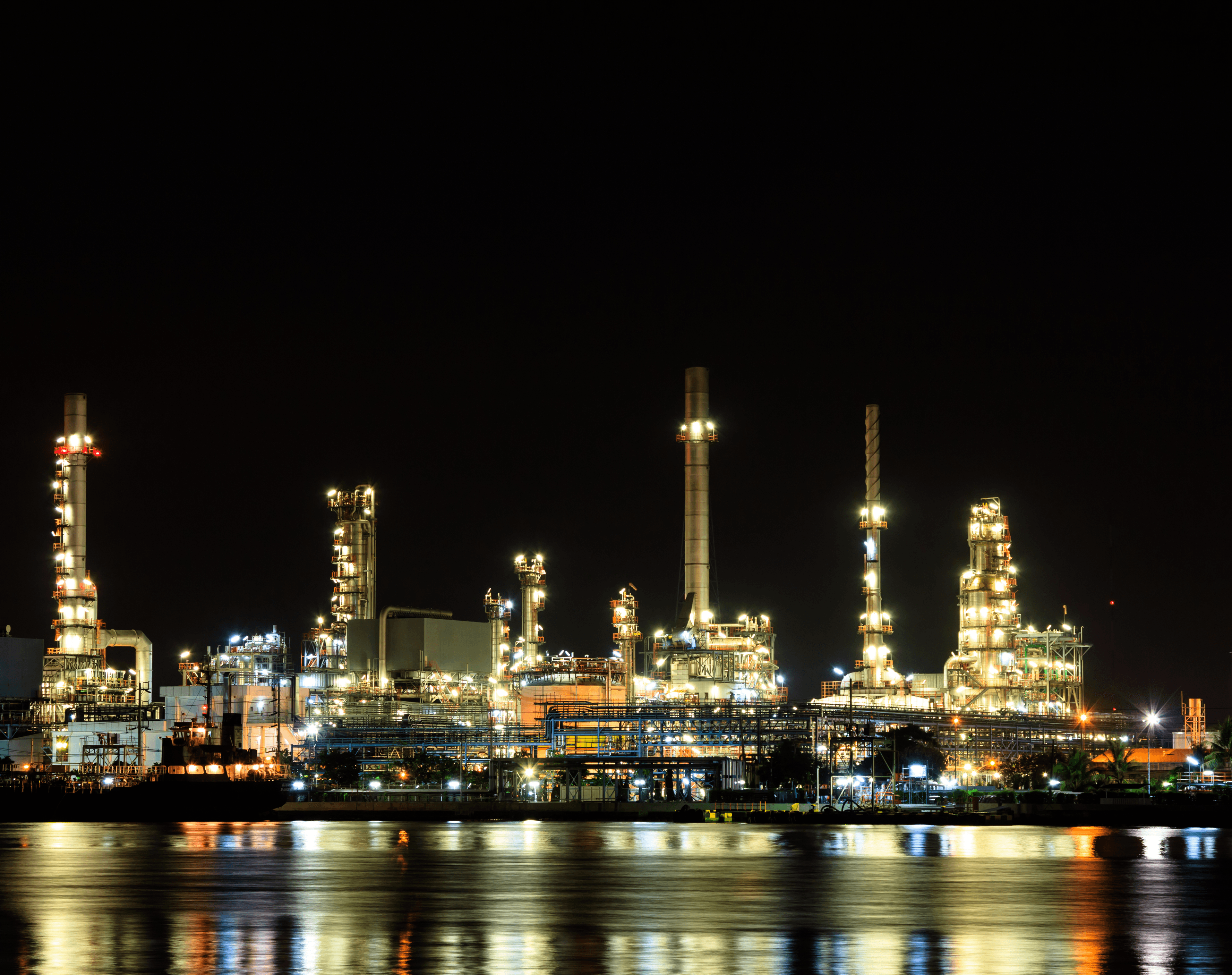 Oil refinery at night